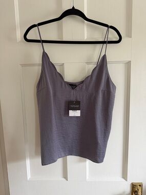 🩶 Gray Topshop silk-like camisole. Size 10. NWT.